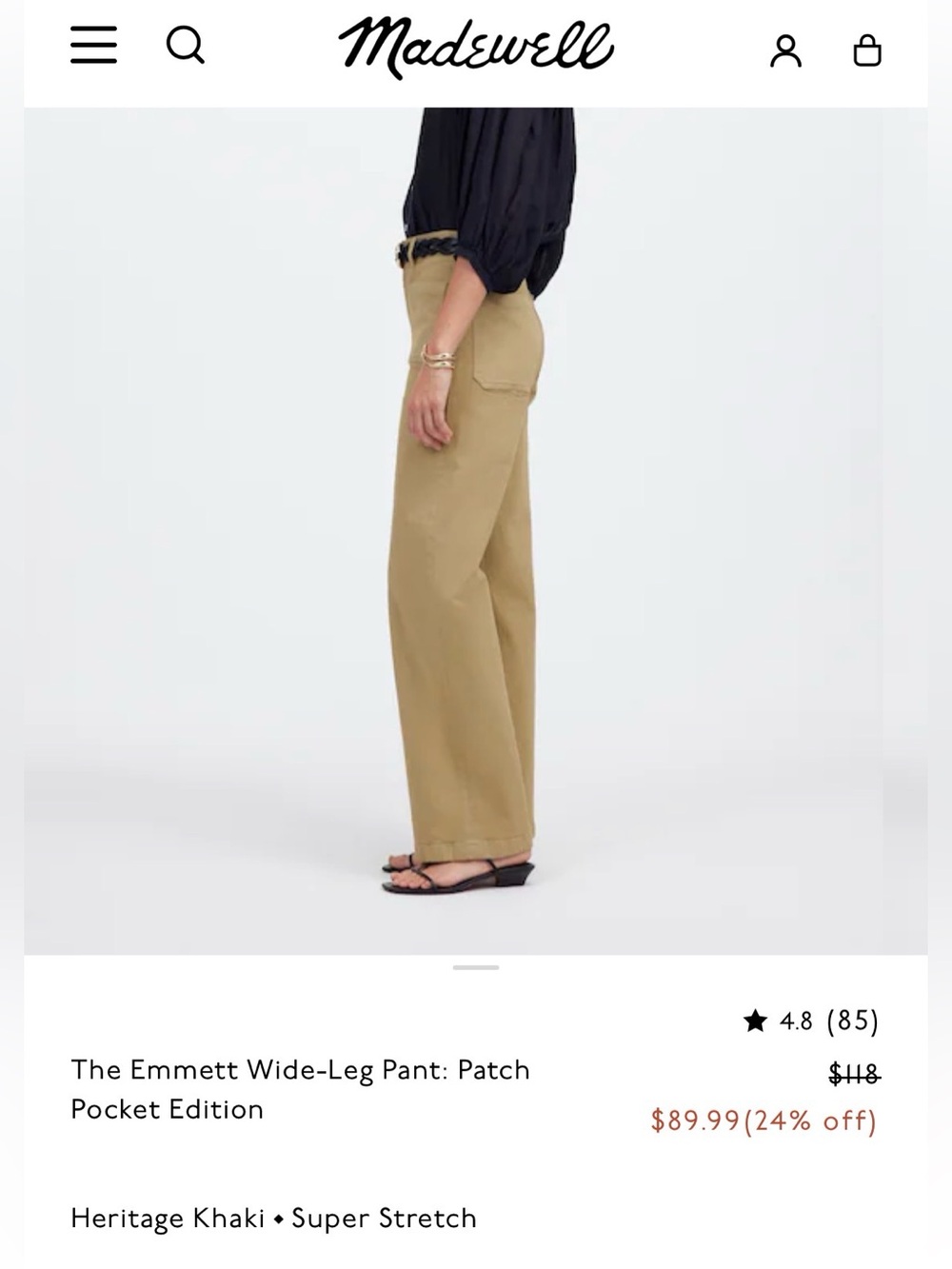Emmett wide leg patch pocket khakis